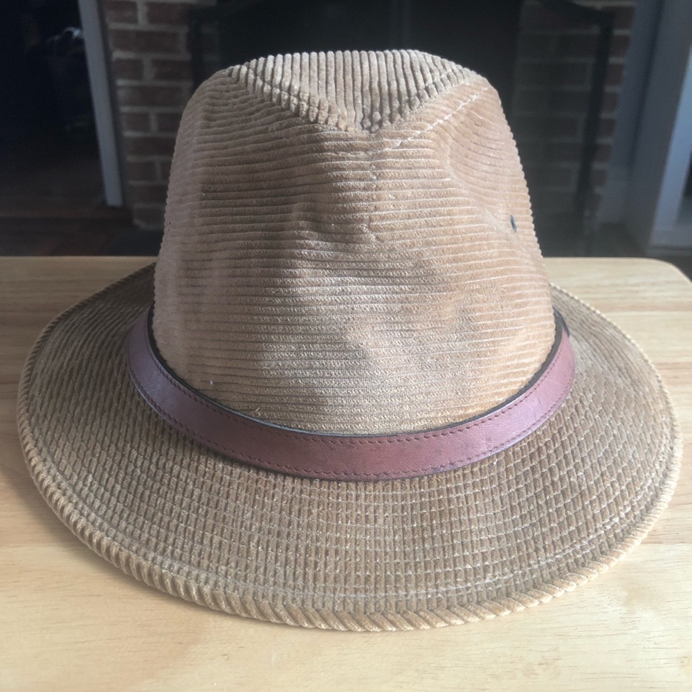 London Fog Tan Corduroy Fedora Hat